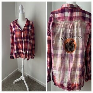 Women’s Old Navy Plaid Button Down Shirt 100% Cotton- Fall Theme Size L